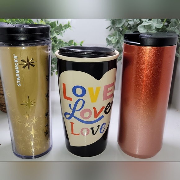 3 Starbucks Tea/Coffee Travel Mugs - Picture 1 of 4